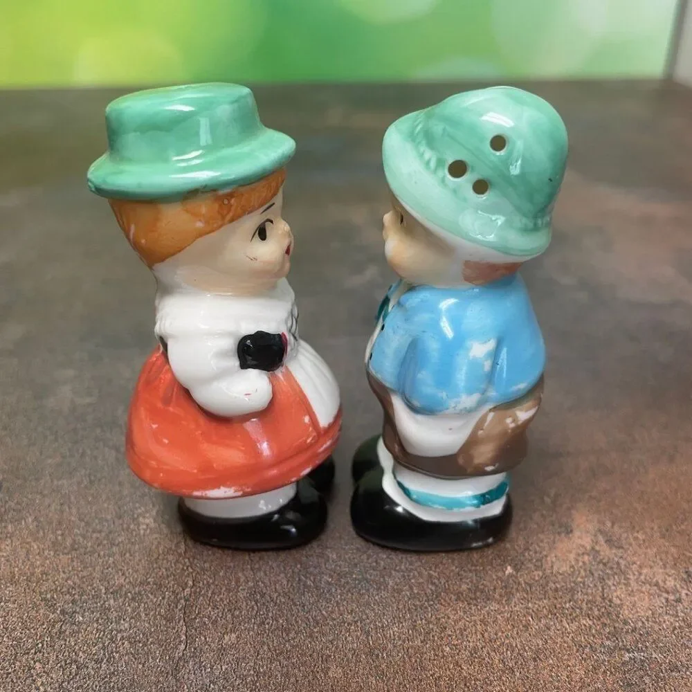 Vintage 1950s Goebel German Boy & Girl Salt & Pepper Shaker Set